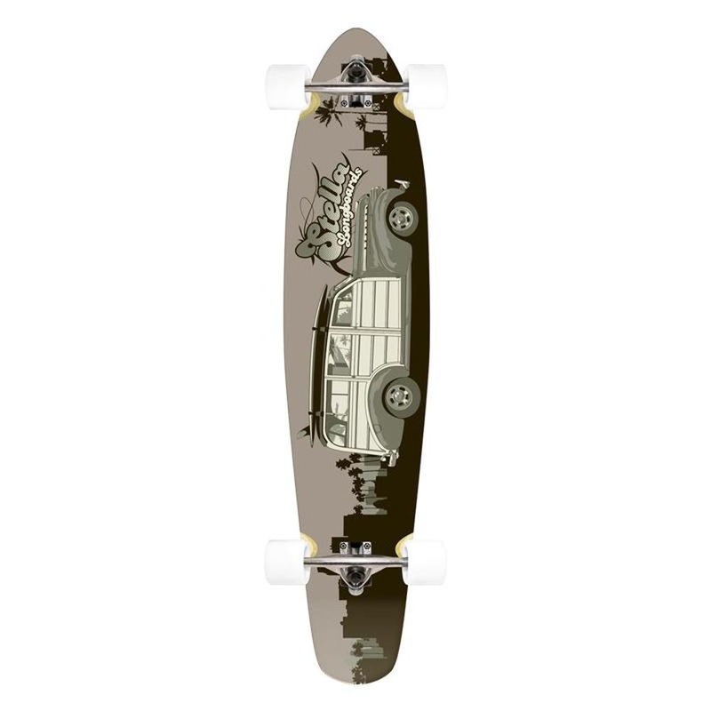 Longboard Kicktail Woody Grey Stella Skateboard 42″ – Complete