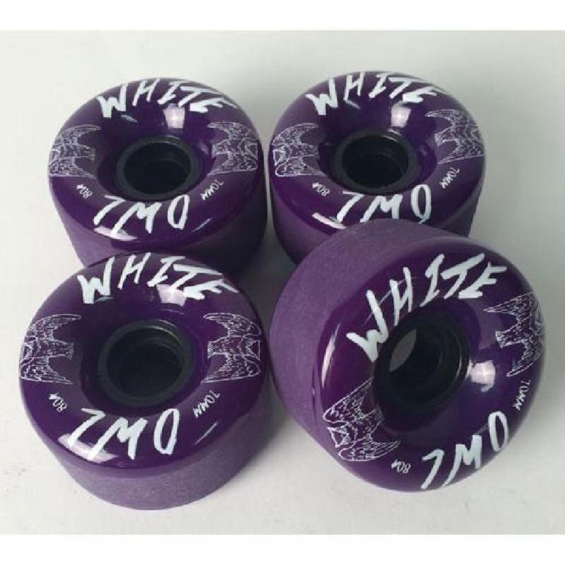 Longboard Skateboard Wheels White Owl 70mm Purple 80A Set