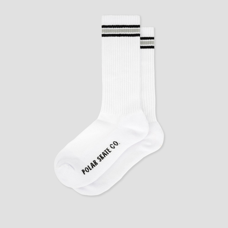 Polar Skate Co Rib Socks Long Stripe White / Black UK3-5