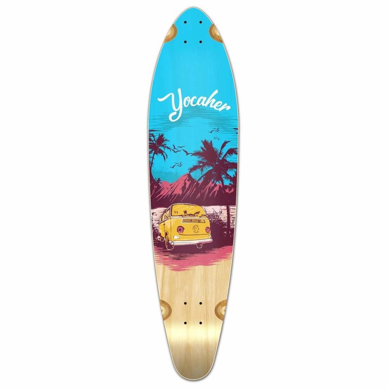 Punked Kicktail Longboard Deck – VW Series – Blue N’ Red Deck