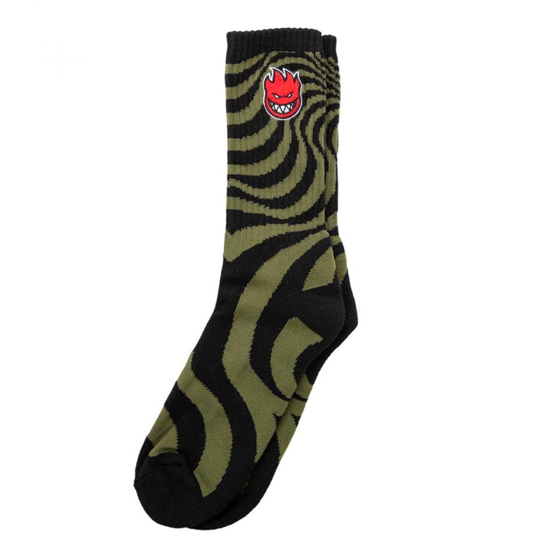 Spitfire Bighead Fill Emb Swirl Socks – Black / Olive / Red