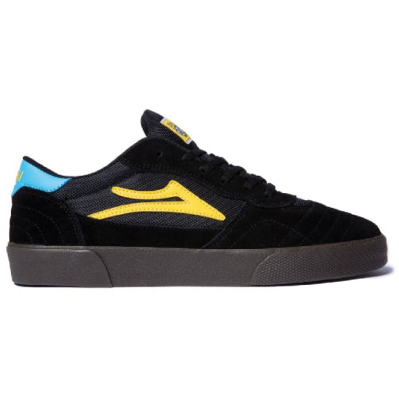 Lakai X Pacifico Cambridge Black, Cyan, Yellow, Gum Suede Skate Shoe 7