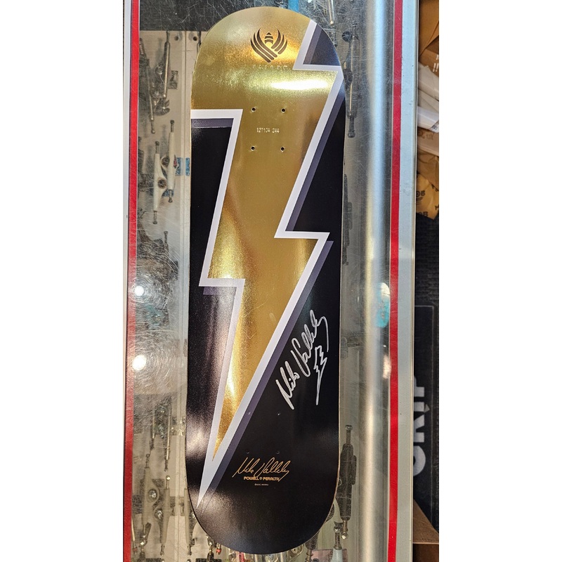 POWELL PERALTA VALLELY LIGHTNING BOLT GOLD FOIL 8.5″ FLIGHT [AUTOGRAPHED] SKATEBOARD DECK