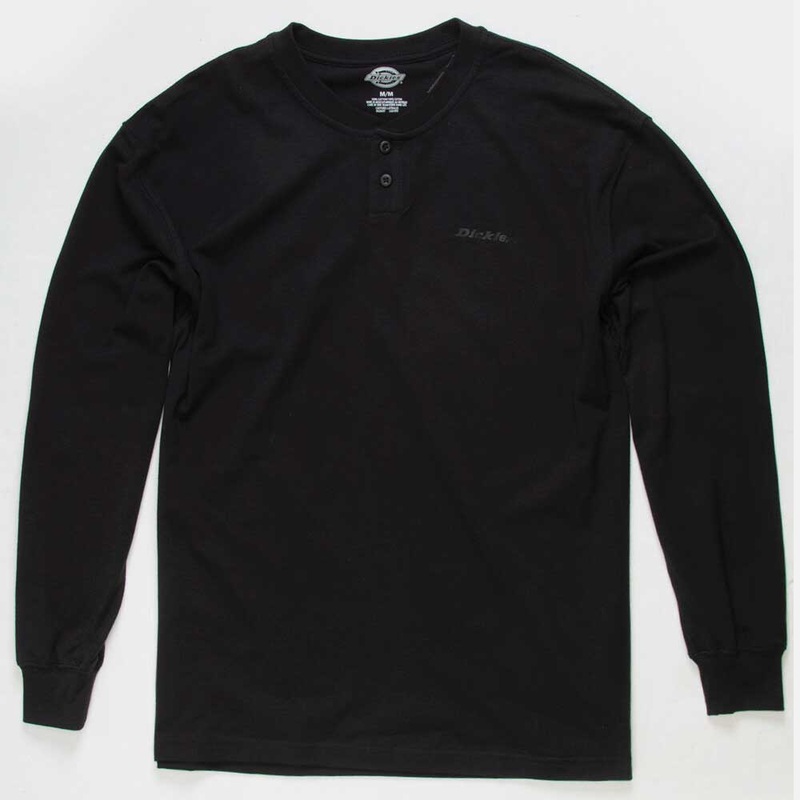Dickies Longsleeve Henley T-Shirt – Black Small Black