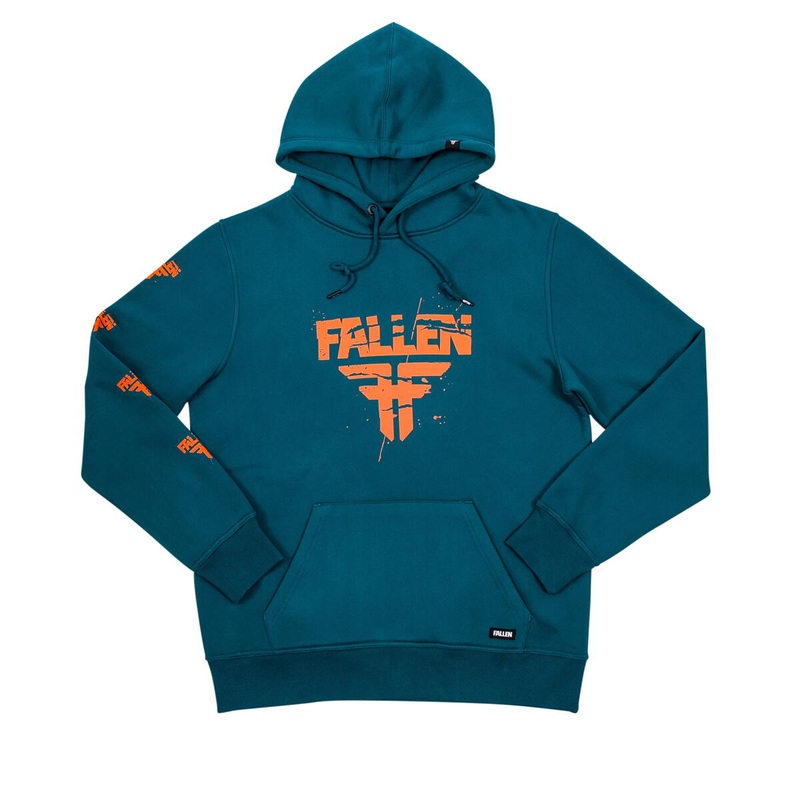 FALLEN FOOTWEAR CRACKED HOODED SWEATSHIRT Blue Coral/Orange Small