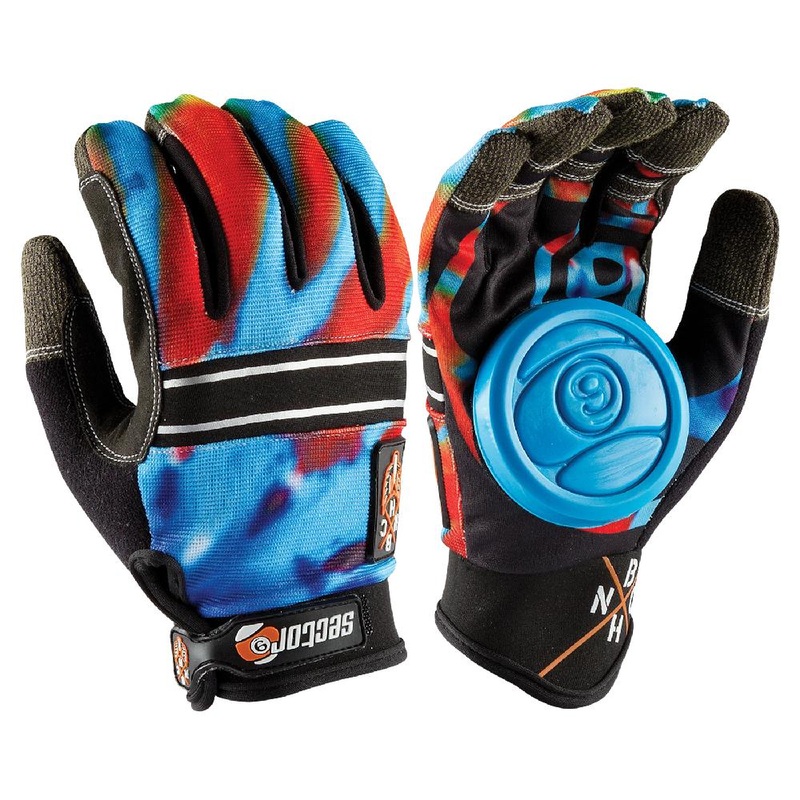 Longboard Downhill Red Blue Sliding Gloves – Blue Puck S/M
