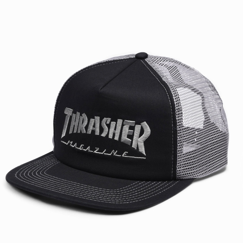 Thrasher Embroidered Logo Mesh Cap Black / Grey