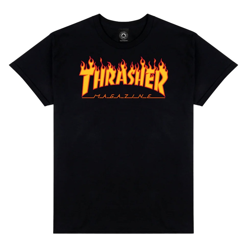 Thrasher Magazine Flame Logo Youth T Shirt Black Small
