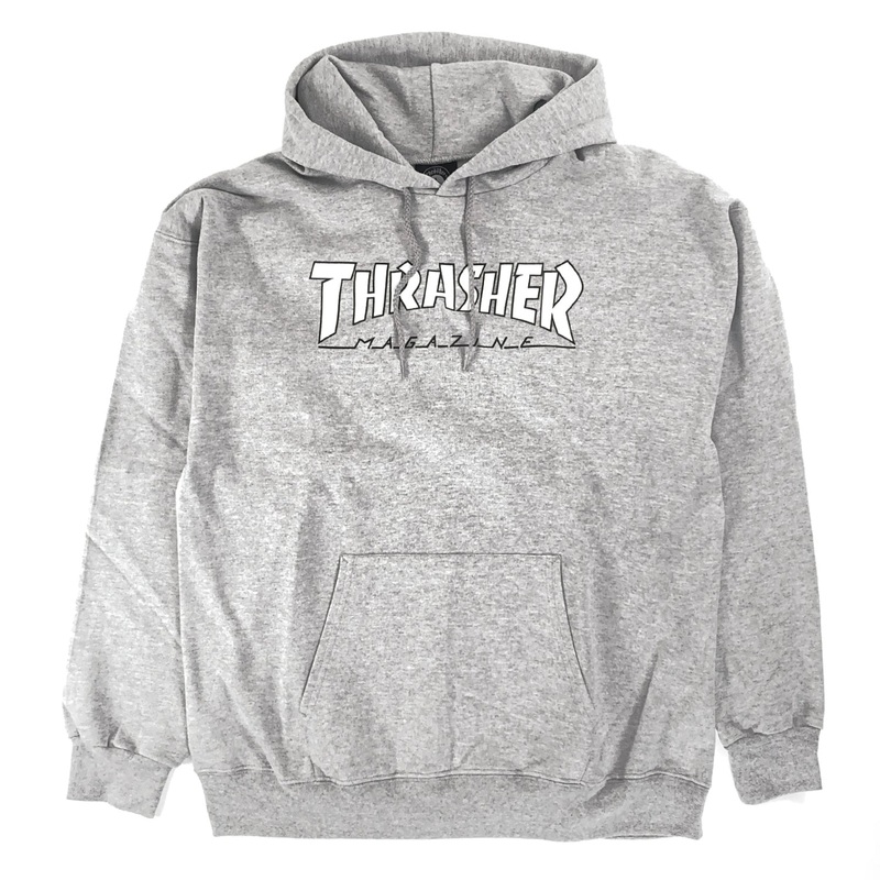 Thrasher – Outlined Logo Hooded Sweat – Grey / White S