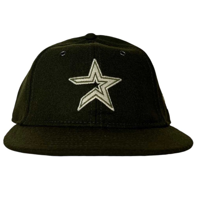 Wool Olive Fitted Retro Crown 5950 Hat Houston Astros New Era 5950 Day 7 1/8