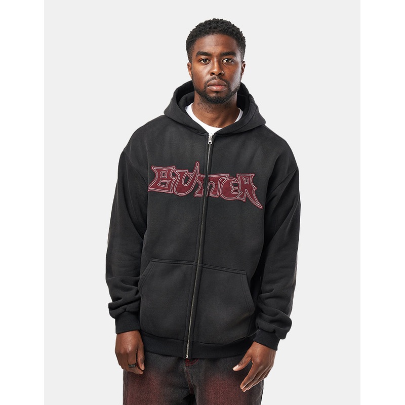 Butter Goods Encounter Zip-Thru Hoodie – Washed Black