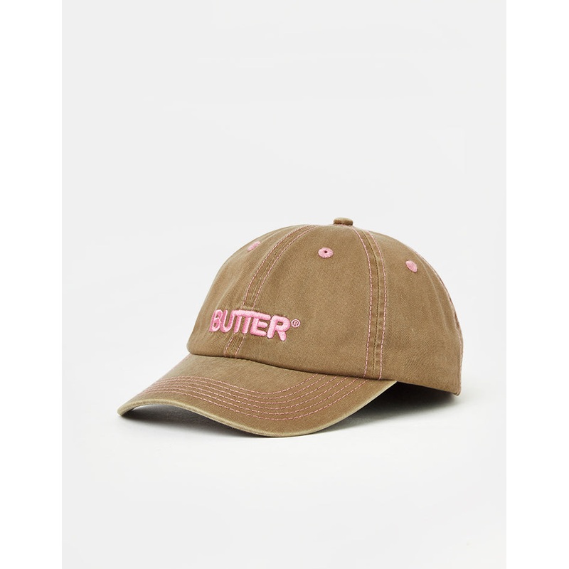 Butter Goods Rounded Logo 6 Panel Cap – Washed Brown