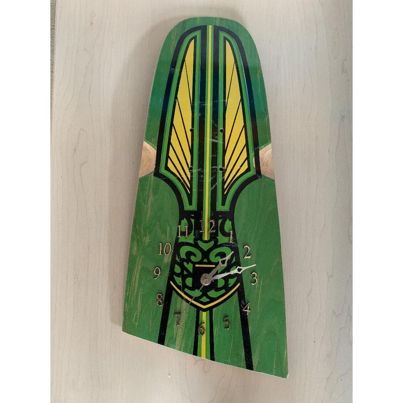 Longboard Art Skateboard Wall Clock Green