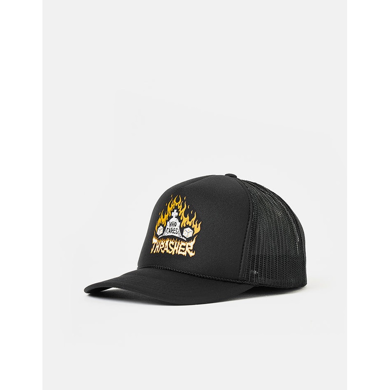 Thrasher x Neckface Who Cares Trucker Cap – Black