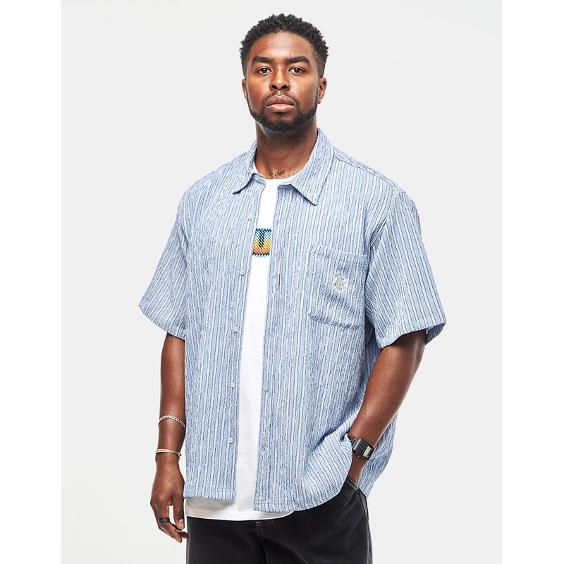 HUF Apollo S/S Striped Shirt – Pool Blue