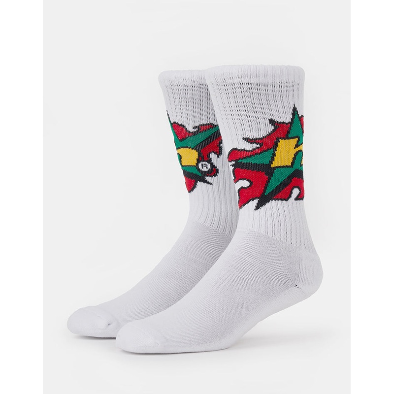 HUF H Bit Crew Socks – White