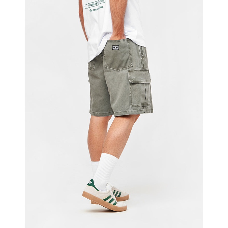 Obey Bigwig Baggy Denim Cargo Shorts – Grape Leaf Faded Wash