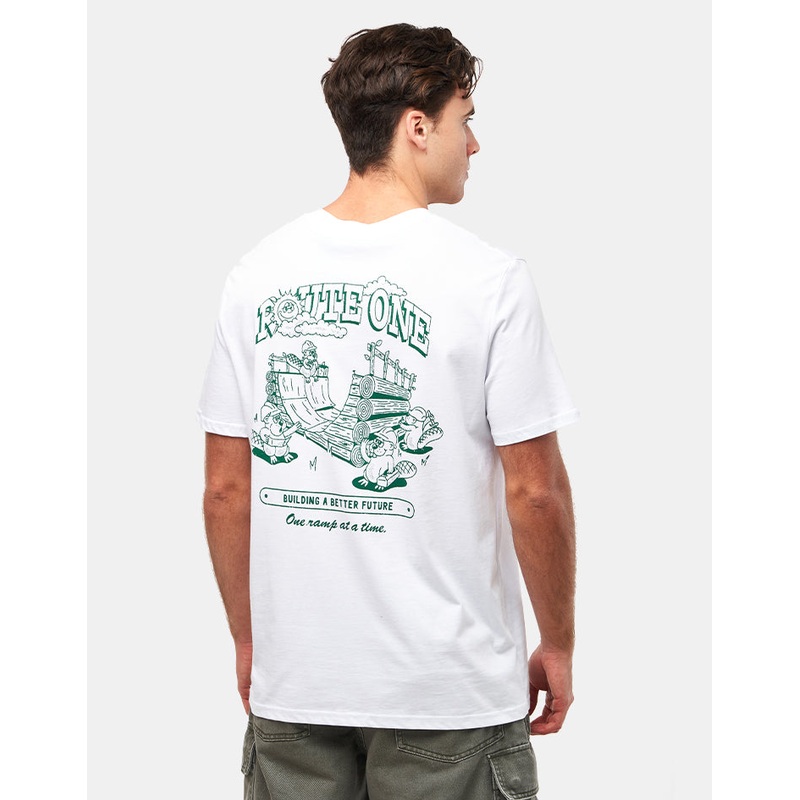 Route One Construction Organic T-Shirt – White
