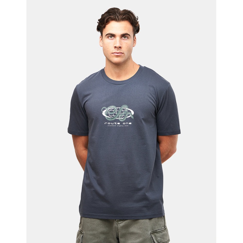 Route One Snake Organic T-Shirt – India Ink Grey