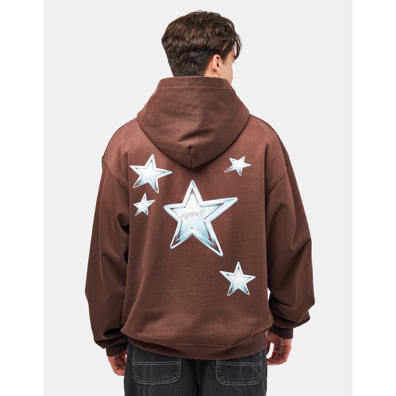 April Stars Zip Hoodie – Brown