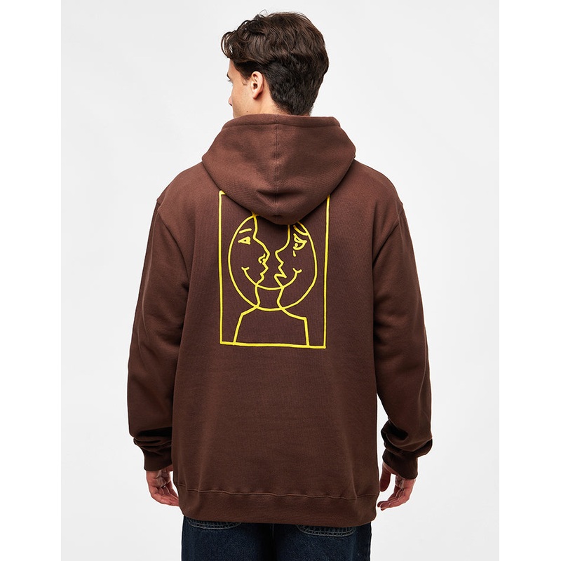 Krooked Moonsmile Raw Pullover Hoodie – Brown/Yellow