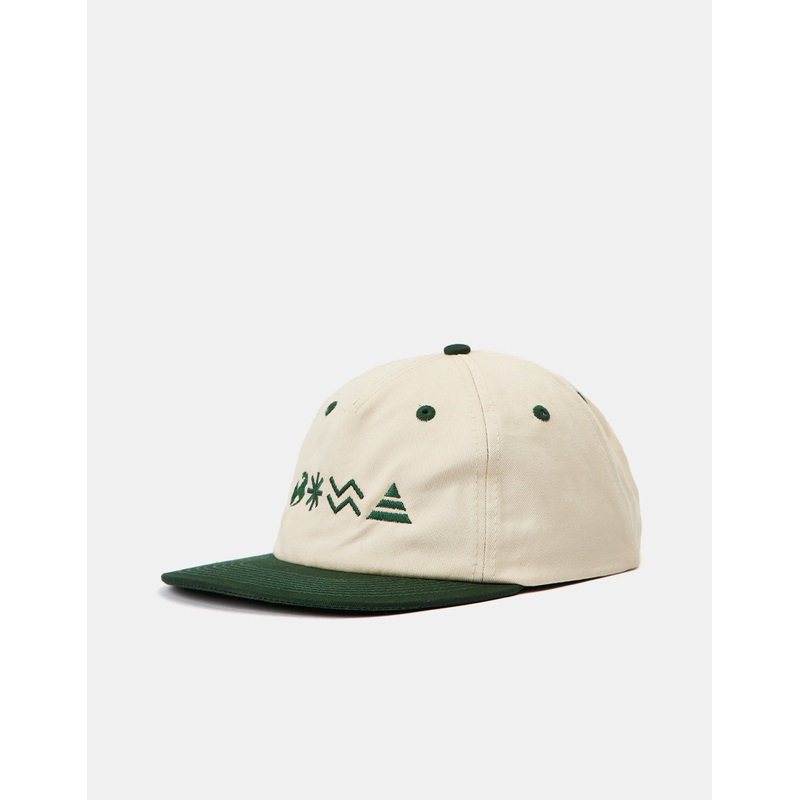 Route One Explorer Unstructured Strapback Cap – Natural/Forest Green