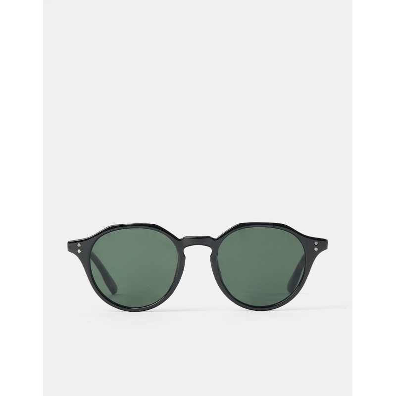 Route One Square Topped Sunglasses – Black (Green Lens)