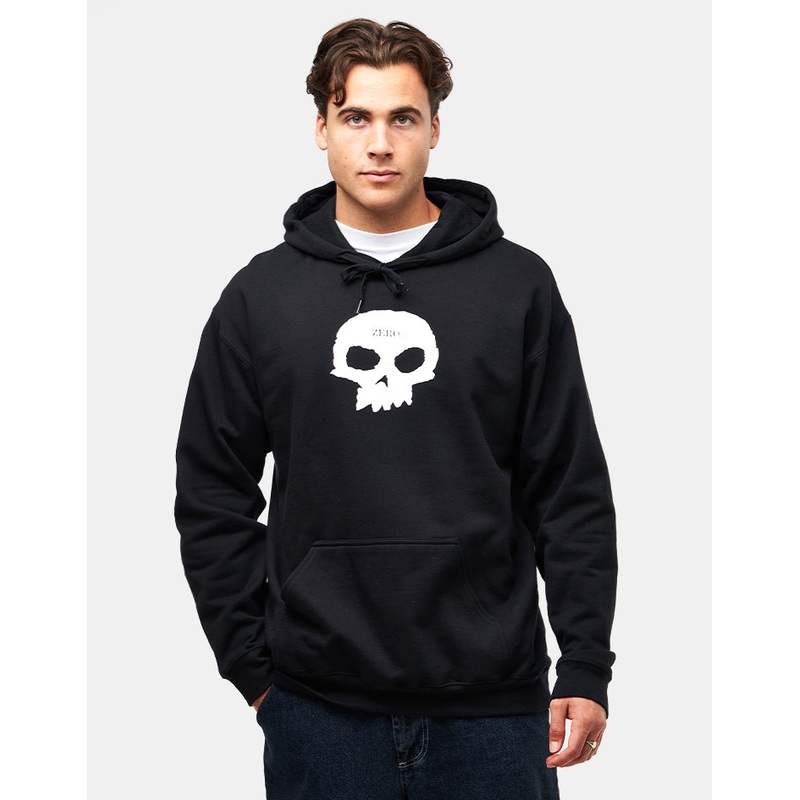 Zero Single Skull Pullover Hoodie – Black