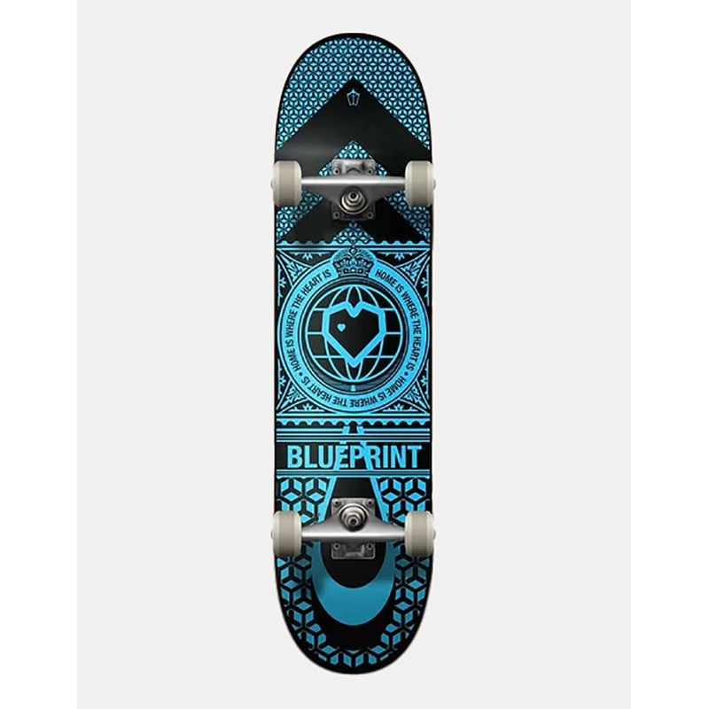 Blueprint Home Heart Black/Blue Complete Skateboard – 8.25″