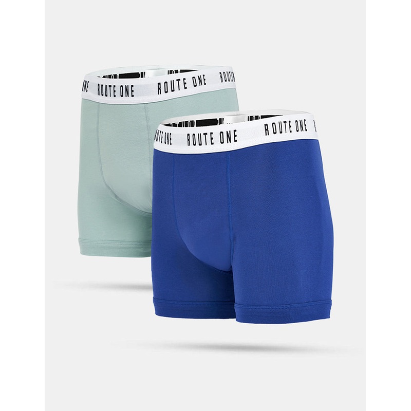 Route One Classic Boxer Shorts 2 Pack – Duck Egg/Stone Blue