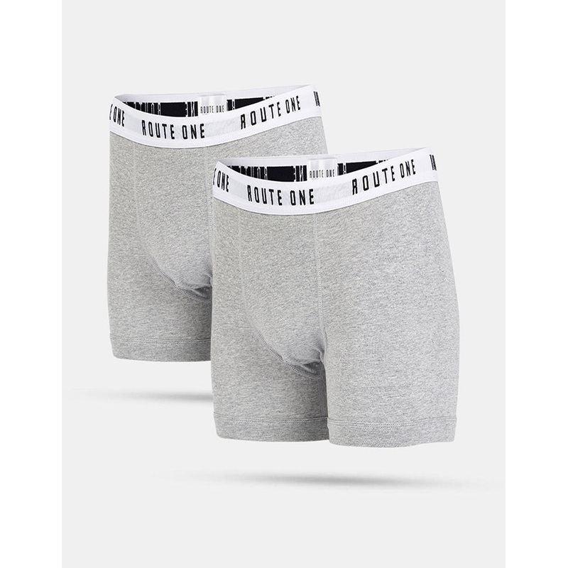Route One Classic Boxer Shorts 2 Pack – Heather Grey