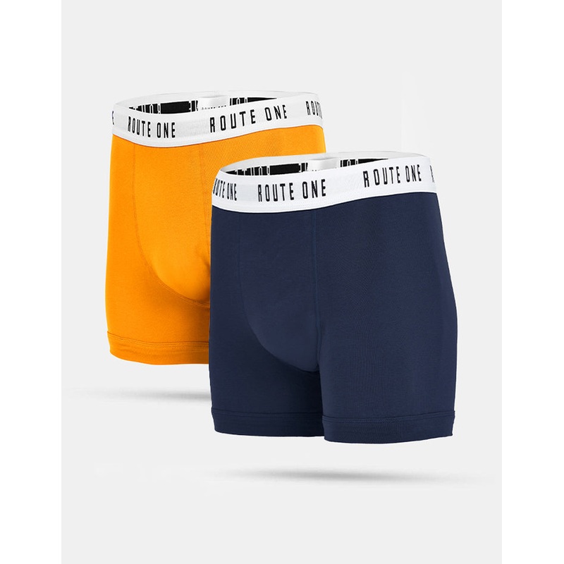Route One Classic Boxer Shorts 2 Pack – Orange Zest/Classic Navy