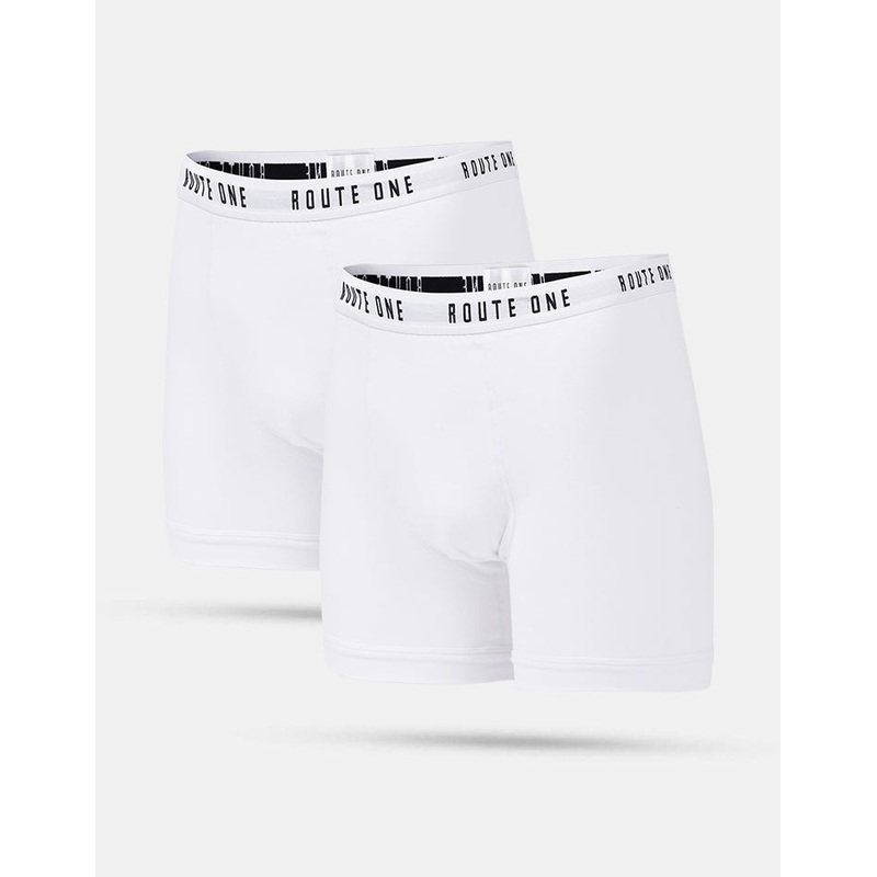 Route One Classic Boxer Shorts 2 Pack – White