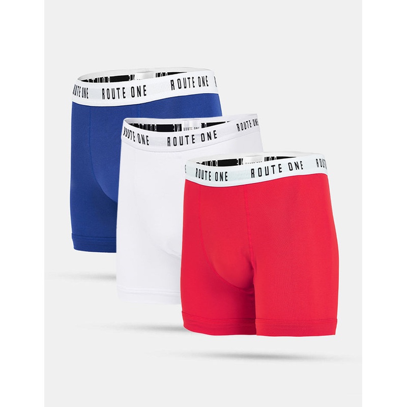 Route One Classic Boxer Shorts 3 Pack – Red/White/Blue