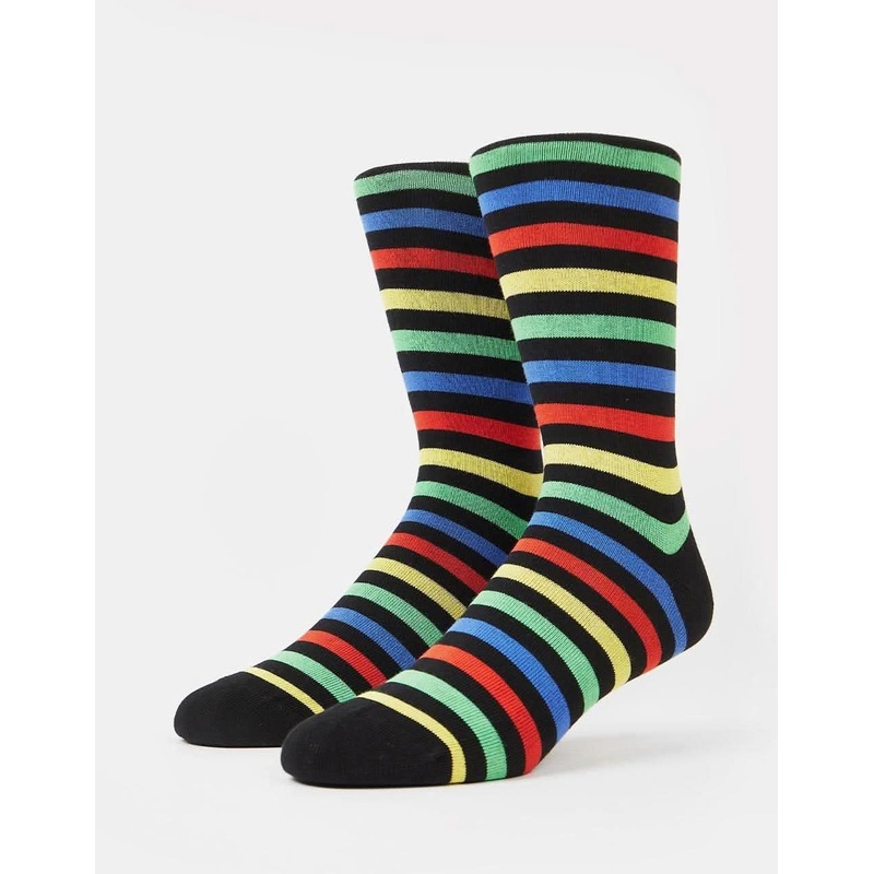 Route One Rainbow Striped Socks – Black/Multi