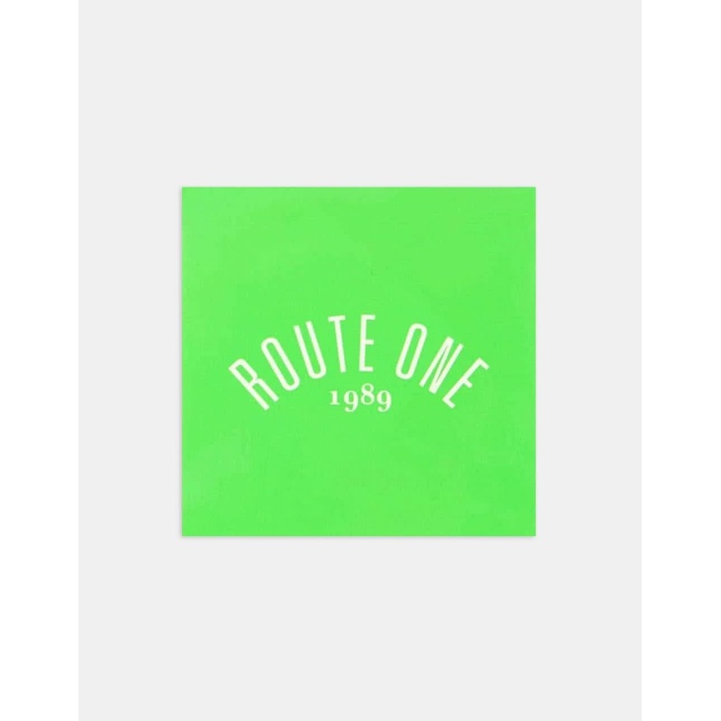 Route One Square Arch Logo Large Sticker – Olive/White