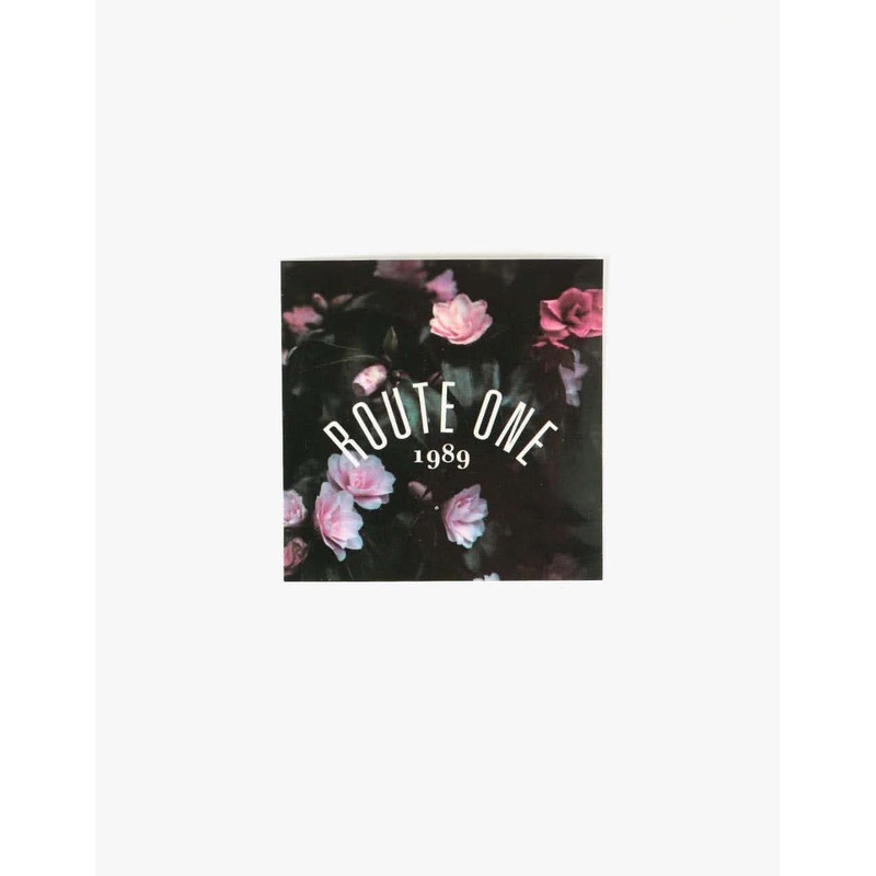 Route One Square Arch Logo Small Sticker – Floral