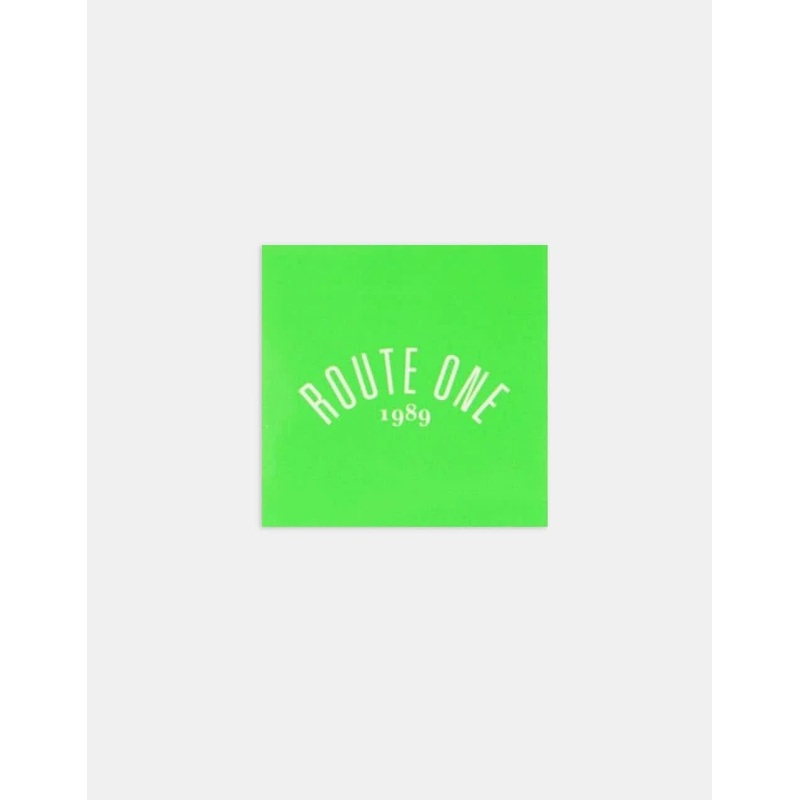 Route One Square Arch Logo Small Sticker – Olive/White
