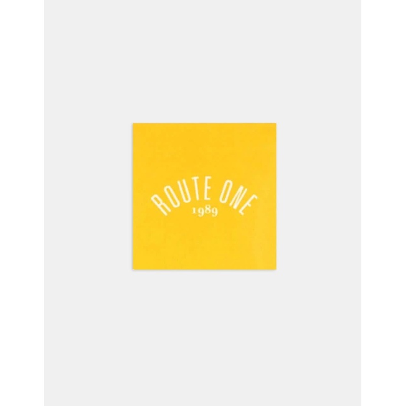 Route One Square Arch Logo Small Sticker – Orange/White