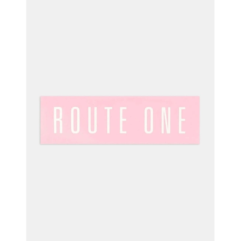 Route One Straight Logo Large Sticker – Pink/White