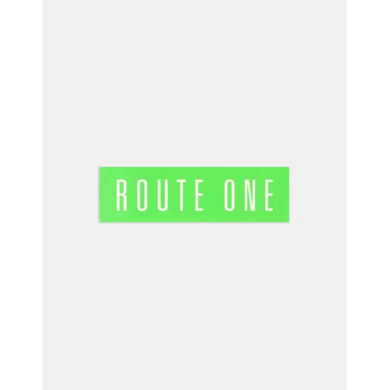 Route One Straight Logo Small Sticker – Olive/White