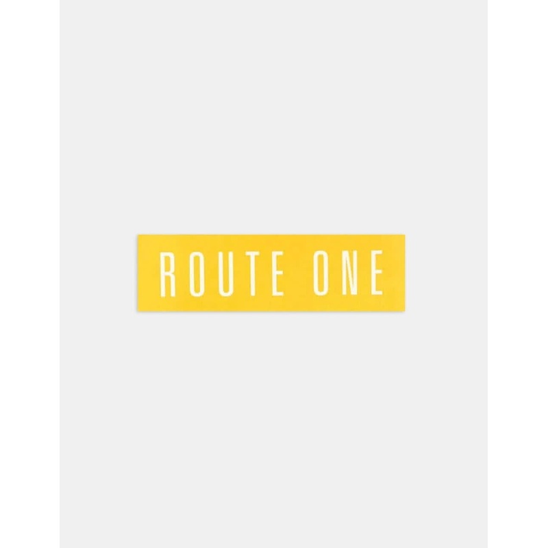 Route One Straight Logo Small Sticker – Orange/White