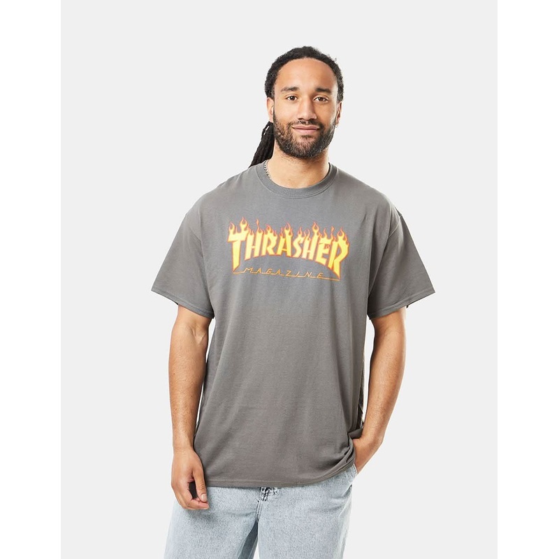 Thrasher Flame Logo T-Shirt – Charcoal