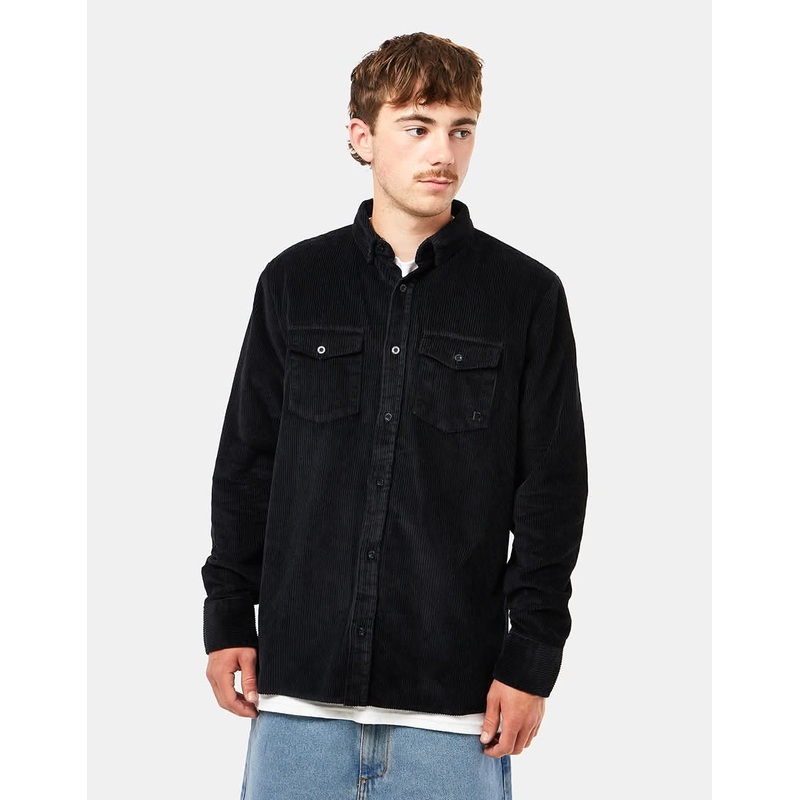 Route One Big Wale Cord Shirt – Black