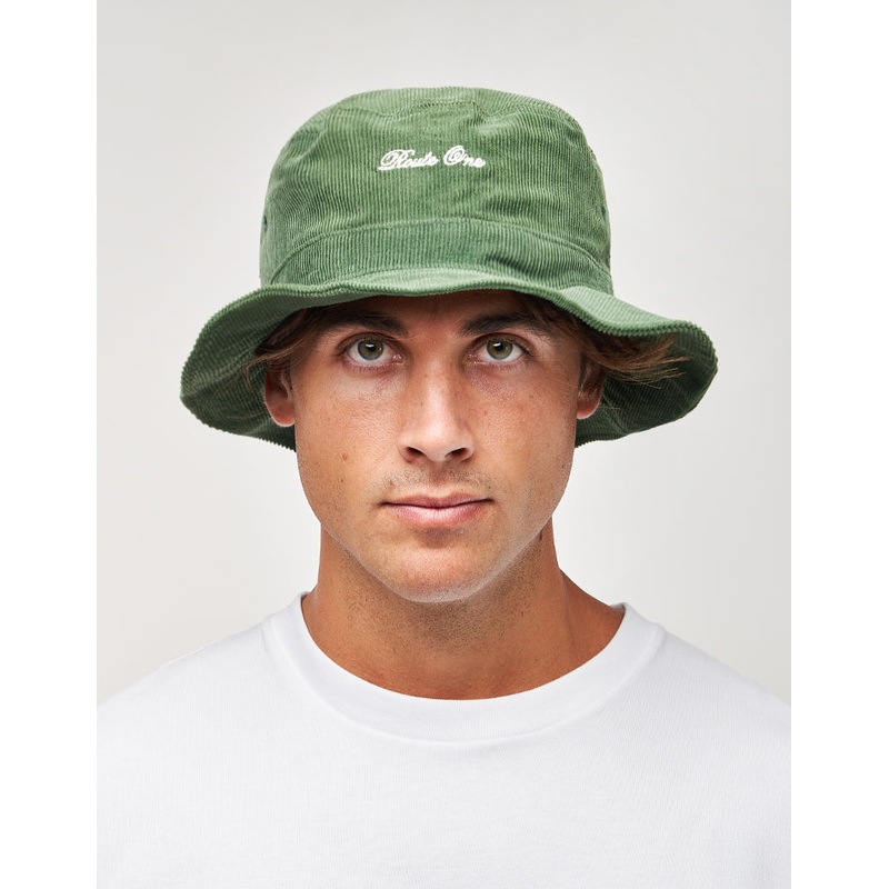 Route One Script Cord Bucket Hat – Forest Green