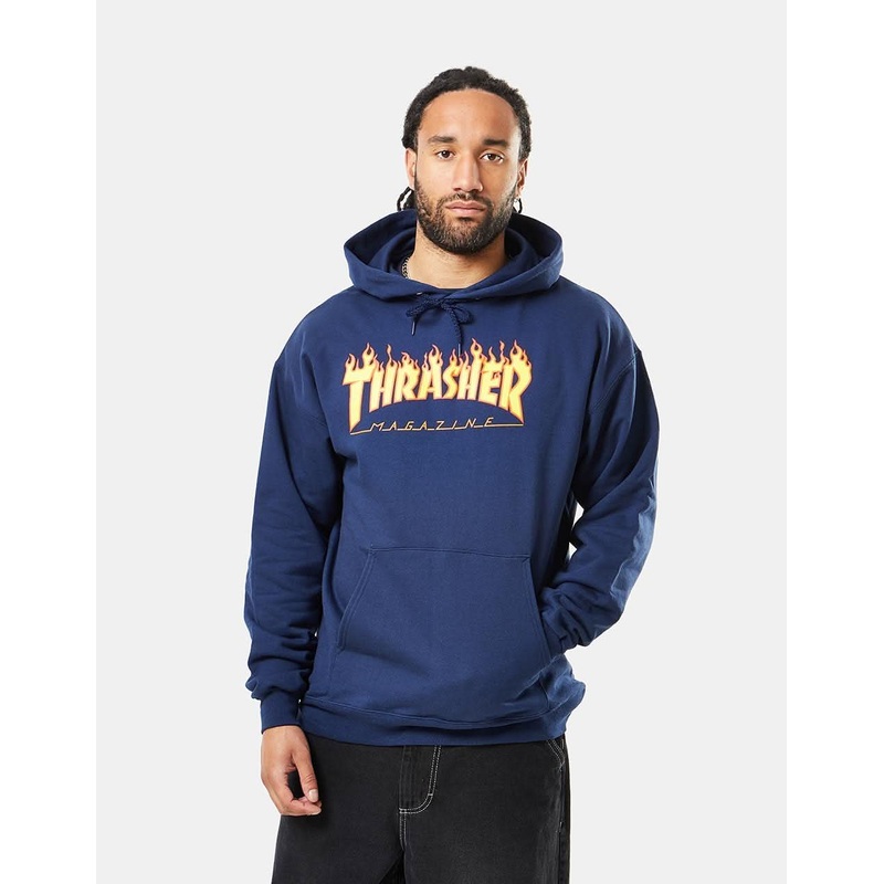 Thrasher Flame Logo Pullover Hoodie – Navy
