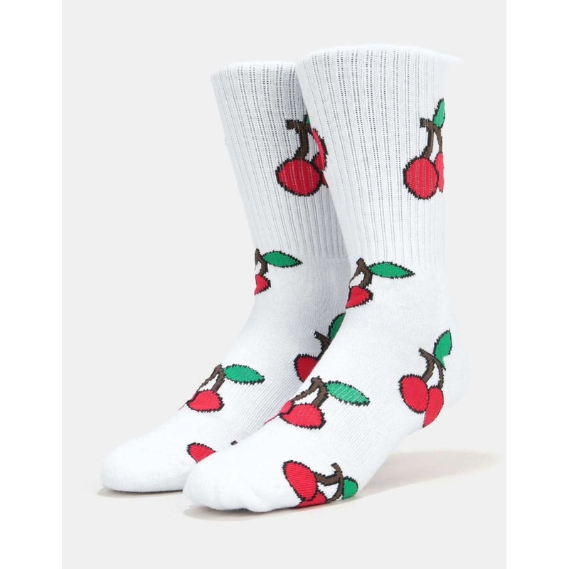 Route One Cherries Crew Socks – White