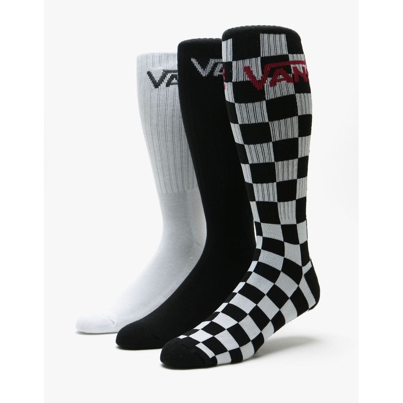 Vans Classic Crew 3 Pack Socks – Black/Checkerboard
