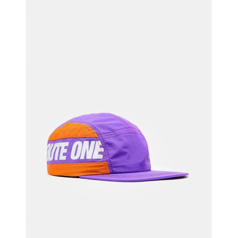 Route One Blocked 5 Panel Cap – Lavender/White/Blazing Orange