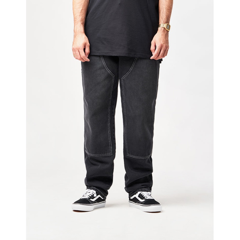 Route One Double Knee Denim Pants – Washed Black